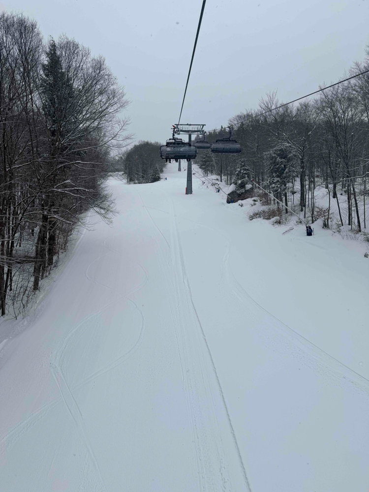 Chairlift in fog
