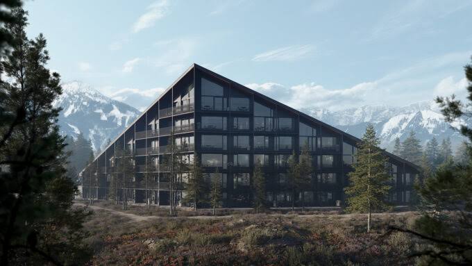 Slope-side hotel concept rendering